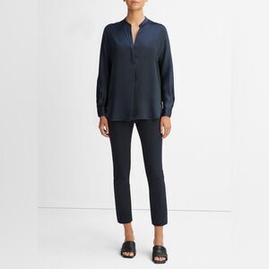 Vince Black Silk Long Sleeve Tunic Women's Size XS Sheer Classic Blouse